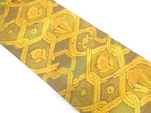 網目に花模様織り出し名古屋帯